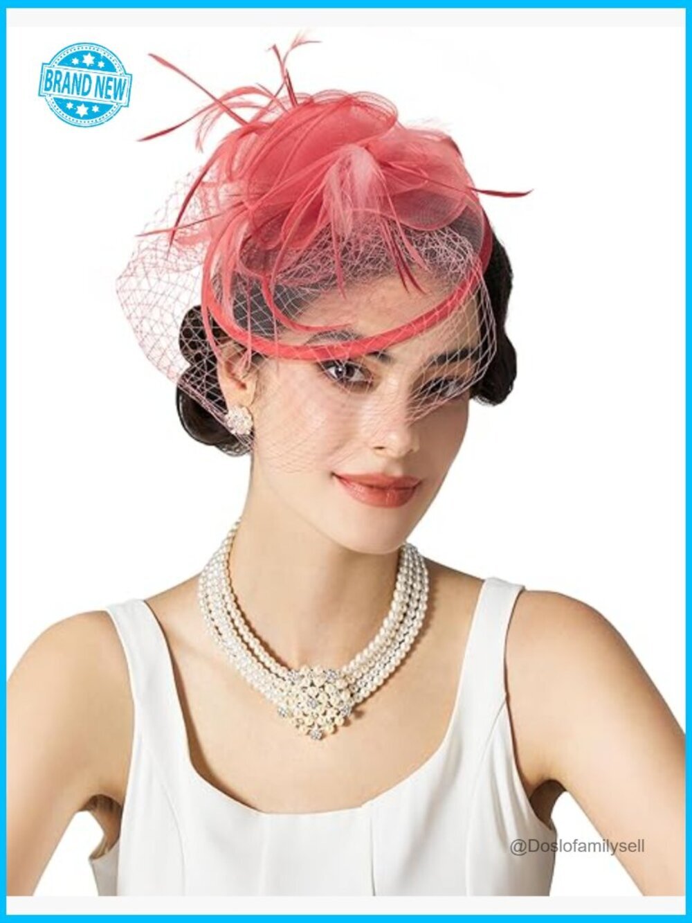 Elegant Tulle Fascinator with Feathers for Wedding Derby Tea Party Headband Clip
